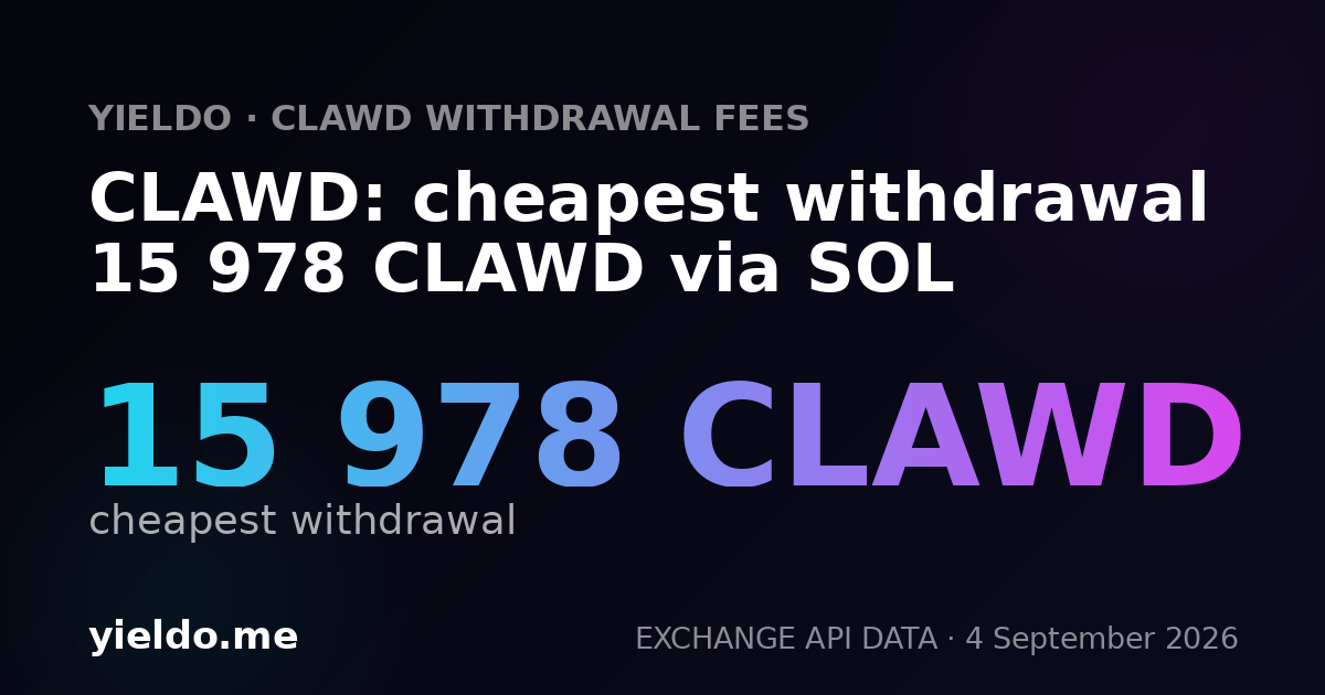 CLAWD: cheapest withdrawal 15 978 CLAWD via SOL