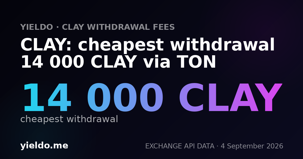 CLAY: cheapest withdrawal 14 000 CLAY via TON