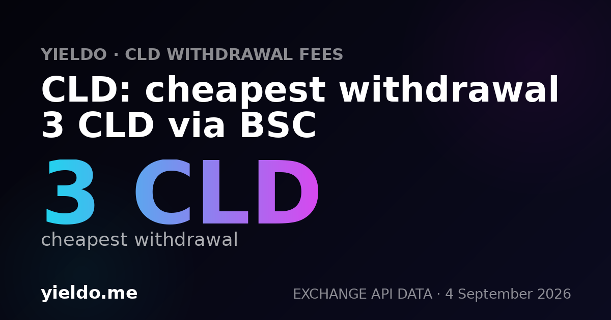 CLD: cheapest withdrawal 3 CLD via BSC