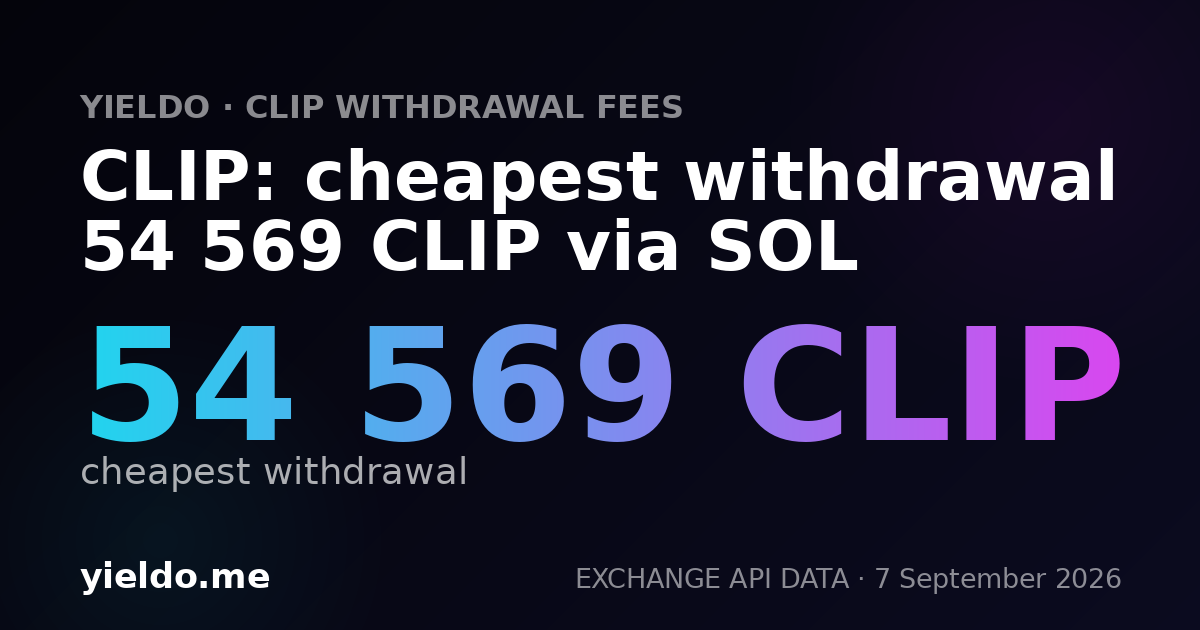 CLIP: cheapest withdrawal 54 569 CLIP via SOL