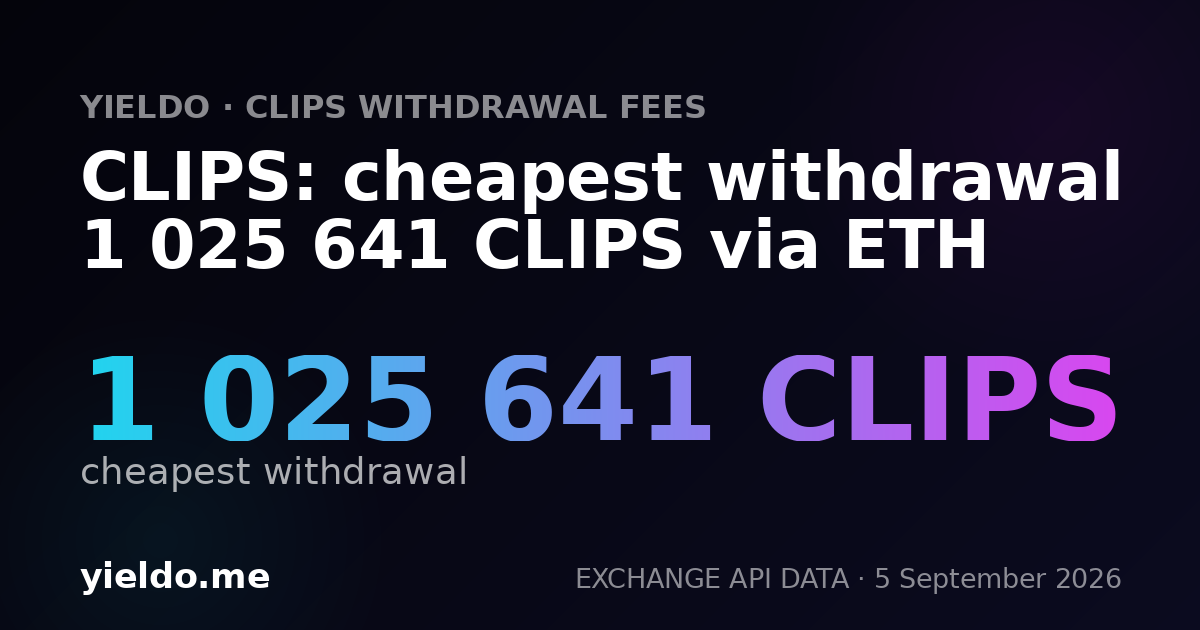 CLIPS: cheapest withdrawal 1 025 641 CLIPS via ETH