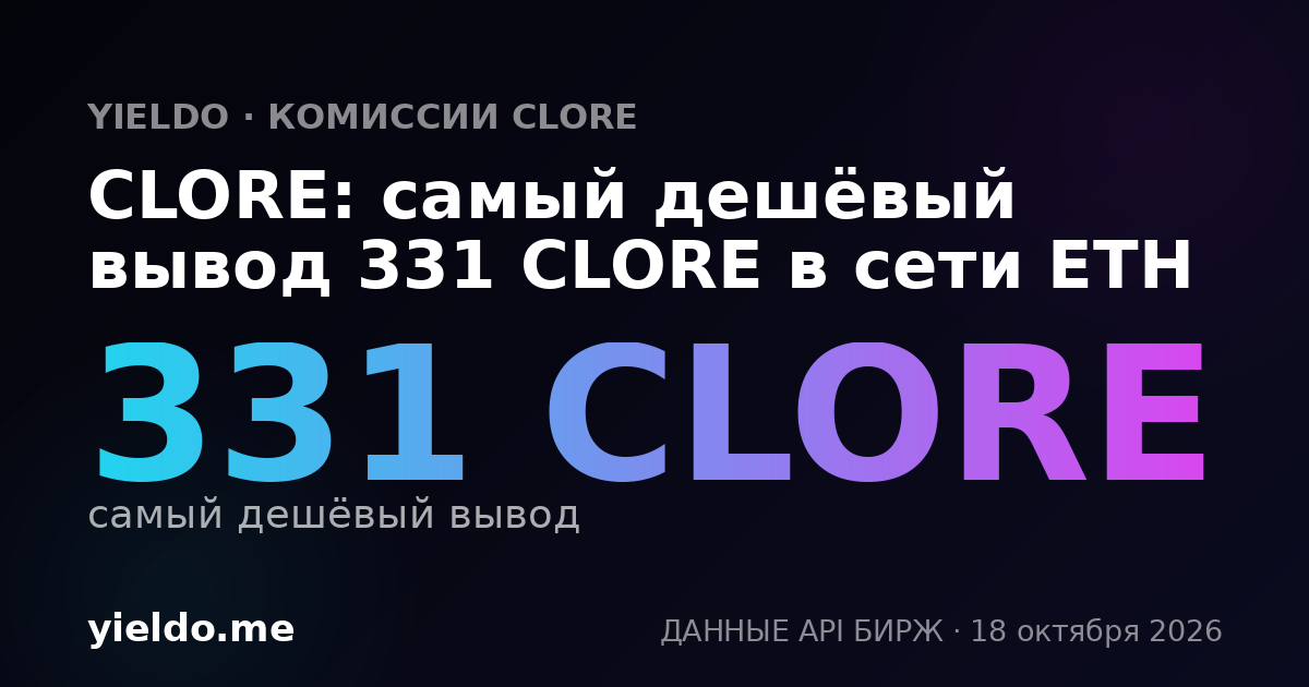 CLORE: самый дешёвый вывод 331 CLORE в сети ETH