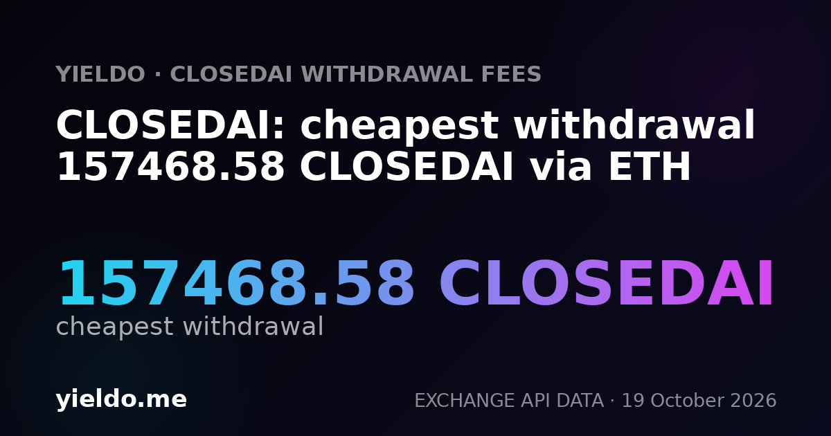 CLOSEDAI: cheapest withdrawal 157468.58 CLOSEDAI via ETH