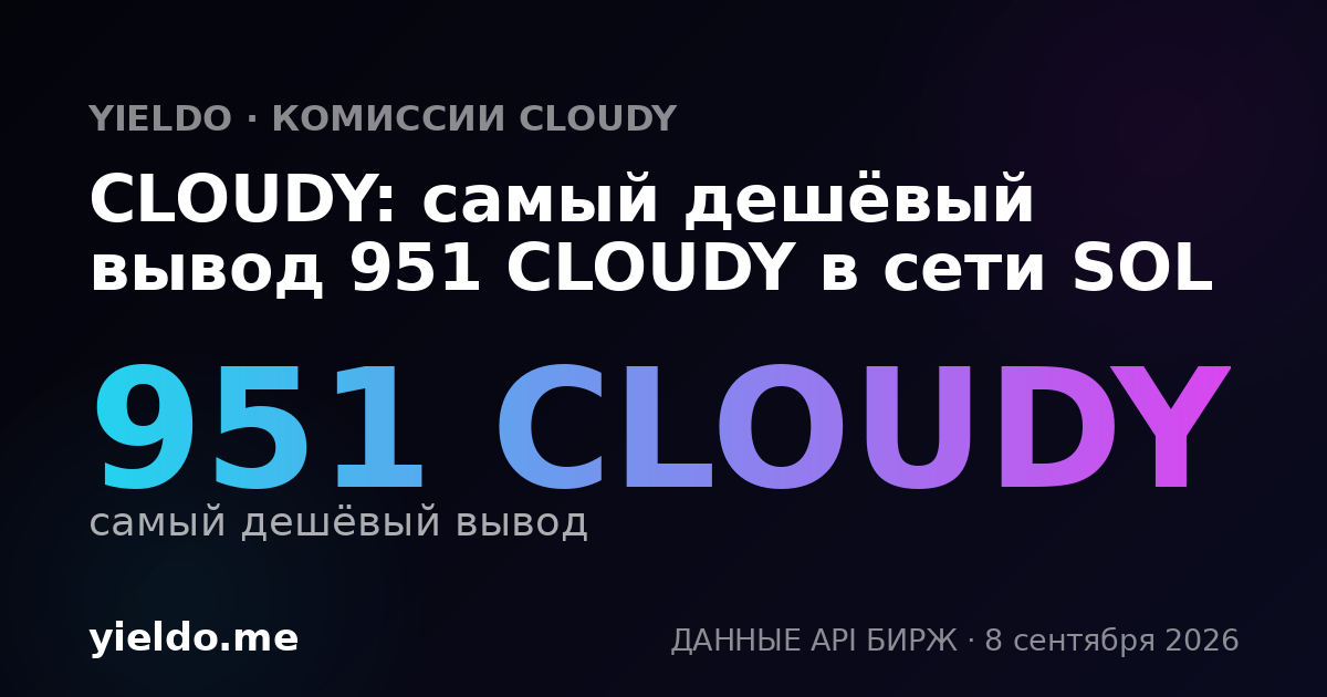 CLOUDY: самый дешёвый вывод 951 CLOUDY в сети SOL
