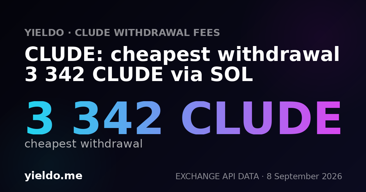 CLUDE: cheapest withdrawal 3 342 CLUDE via SOL