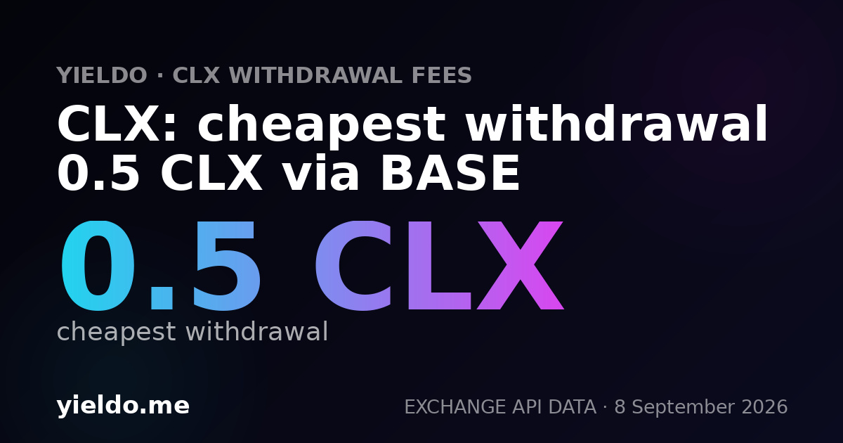 CLX: cheapest withdrawal 0.5 CLX via BASE