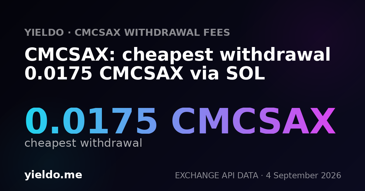 CMCSAX: cheapest withdrawal 0.0175 CMCSAX via SOL