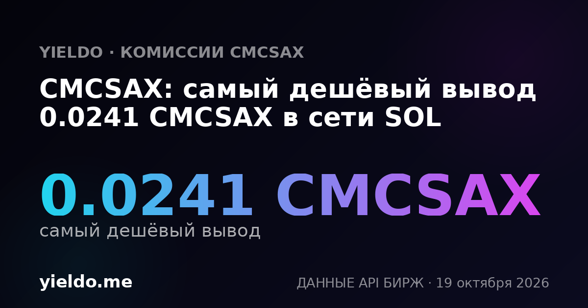 CMCSAX: самый дешёвый вывод 0.0241 CMCSAX в сети SOL