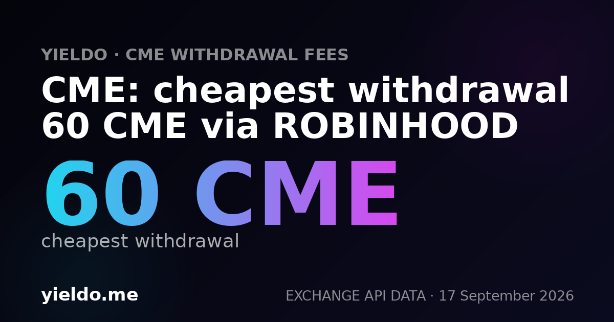CME: cheapest withdrawal 60 CME via ROBINHOOD
