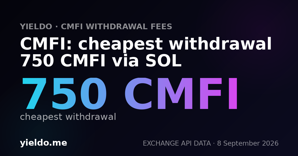CMFI: cheapest withdrawal 750 CMFI via SOL