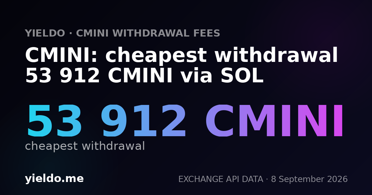 CMINI: cheapest withdrawal 53 912 CMINI via SOL