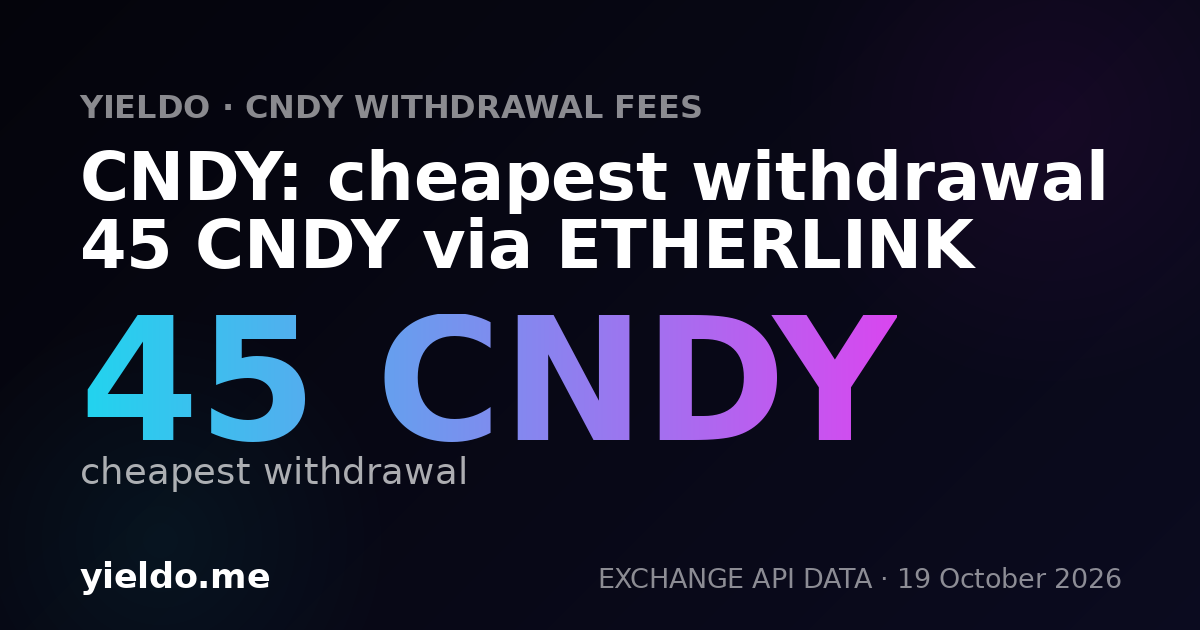 CNDY: cheapest withdrawal 45 CNDY via ETHERLINK