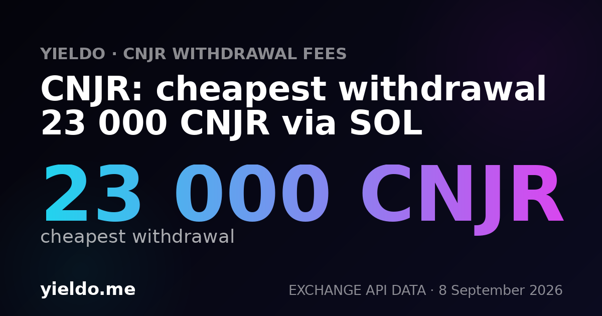 CNJR: cheapest withdrawal 23 000 CNJR via SOL