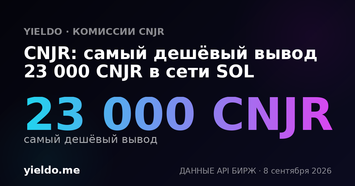 CNJR: самый дешёвый вывод 23 000 CNJR в сети SOL