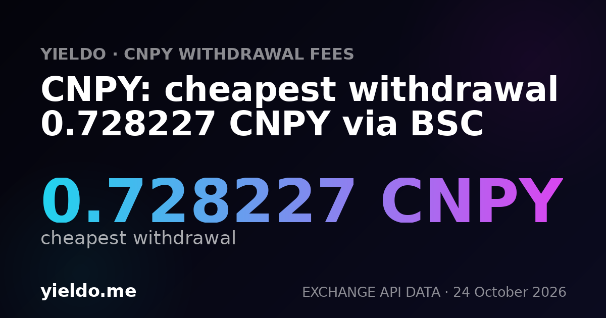 CNPY: cheapest withdrawal 0.728227 CNPY via BSC