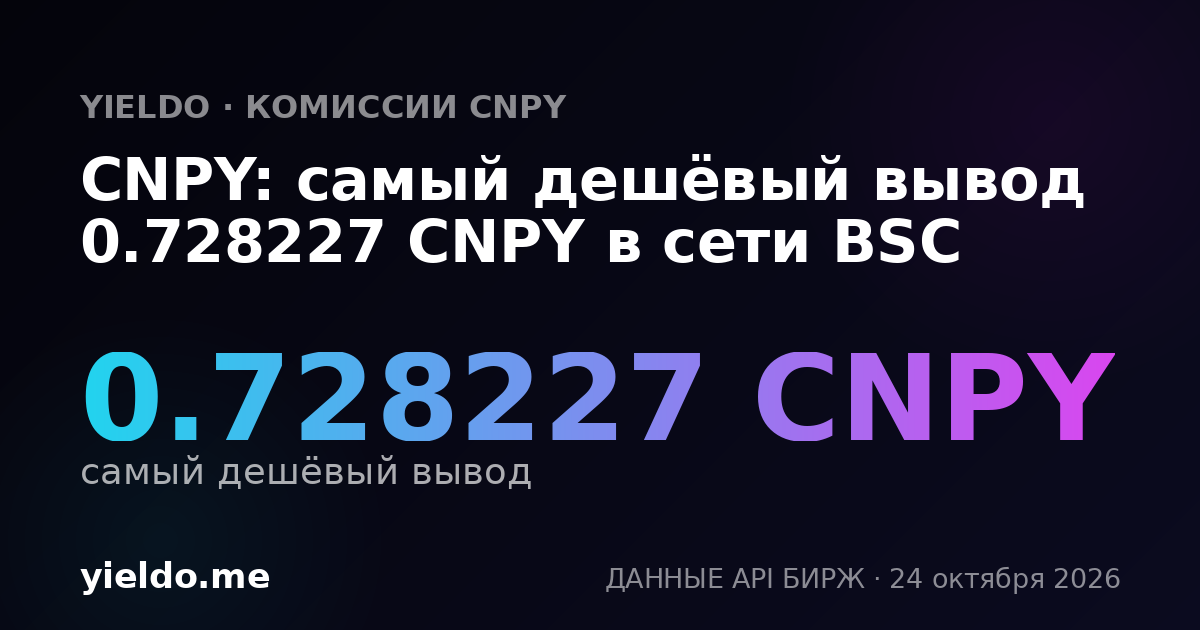 CNPY: самый дешёвый вывод 0.728227 CNPY в сети BSC