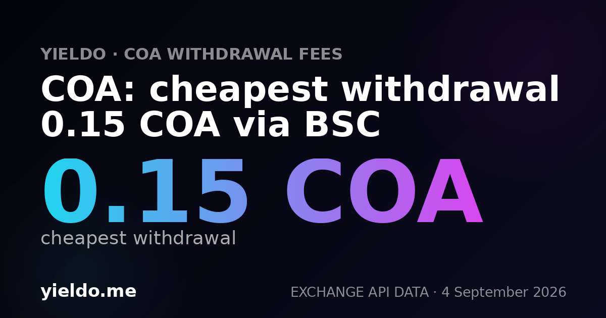COA: cheapest withdrawal 0.15 COA via BSC