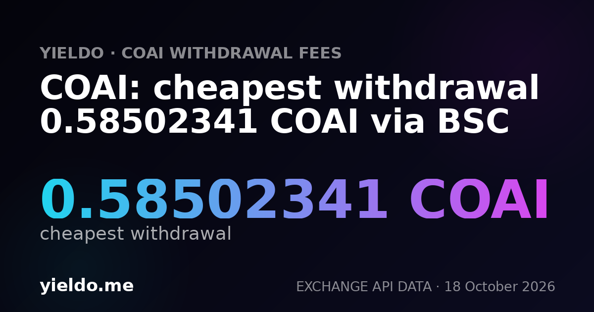 COAI: cheapest withdrawal 0.57493293 COAI via BSC