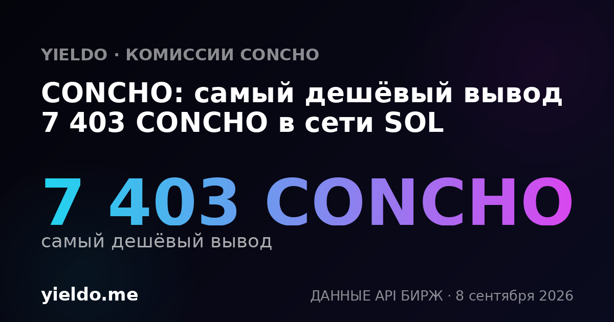 CONCHO: самый дешёвый вывод 7 403 CONCHO в сети SOL