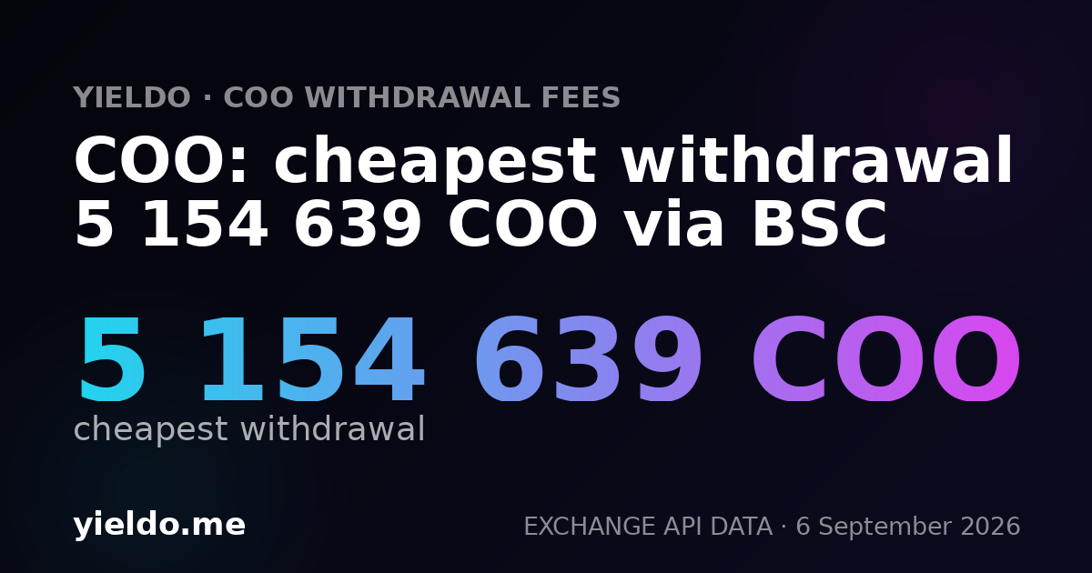 COO: cheapest withdrawal 5 154 639 COO via BSC