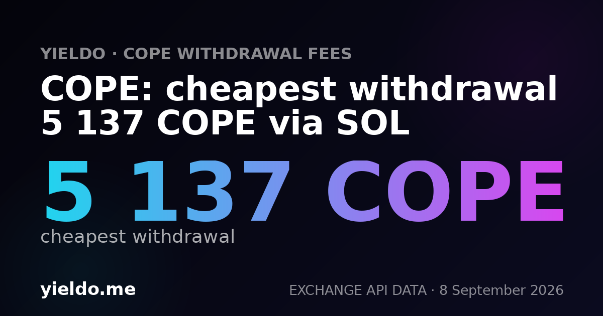 COPE: cheapest withdrawal 5 137 COPE via SOL