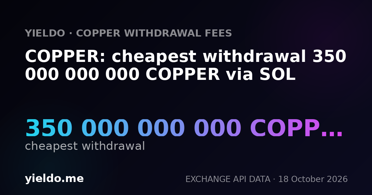 COPPER: cheapest withdrawal 350 000 000 000 COPPER via SOL