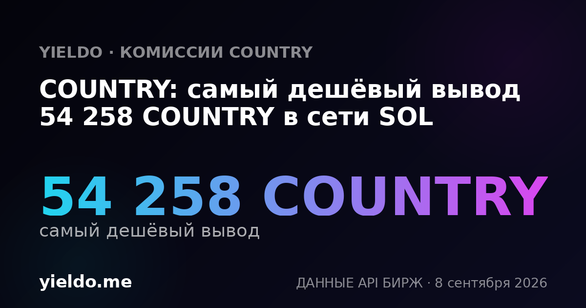 COUNTRY: самый дешёвый вывод 54 258 COUNTRY в сети SOL