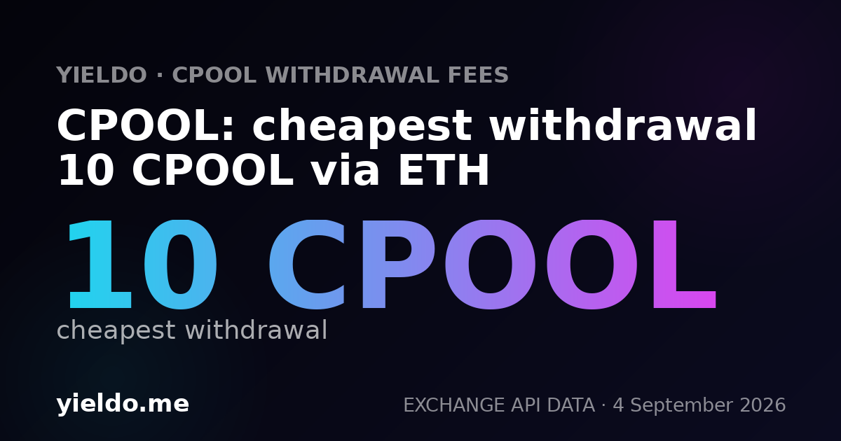 CPOOL: cheapest withdrawal 10 CPOOL via ETH