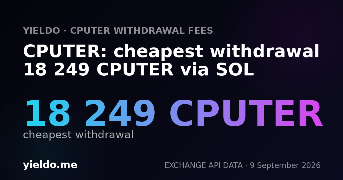 CPUTER: cheapest withdrawal 18 249 CPUTER via SOL