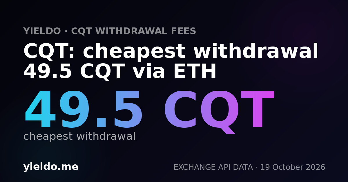 CQT: cheapest withdrawal 49.5 CQT via ETH