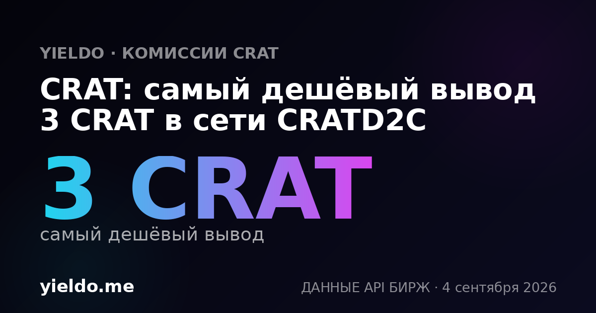 CRAT: самый дешёвый вывод 3 CRAT в сети CRATD2C