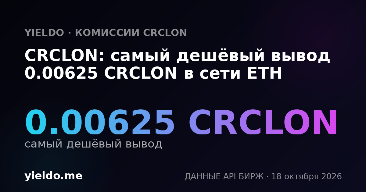 CRCLON: самый дешёвый вывод 0.00625 CRCLON в сети ETH