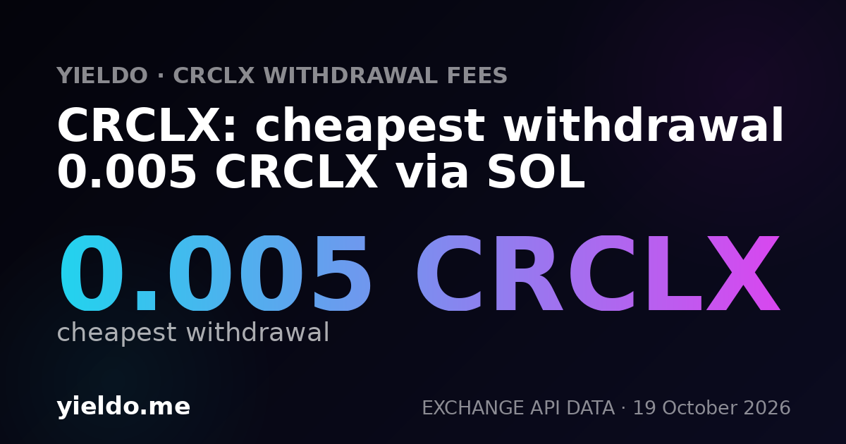 CRCLX: cheapest withdrawal 0.005 CRCLX via SOL