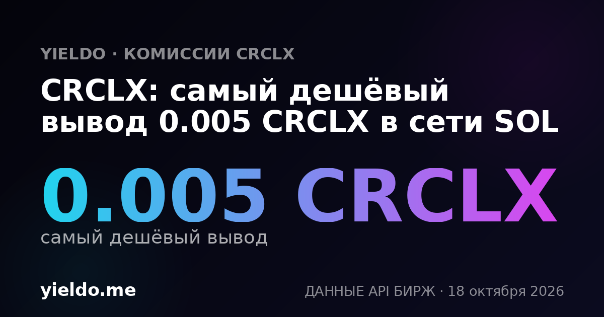 CRCLX: самый дешёвый вывод 0.005 CRCLX в сети SOL