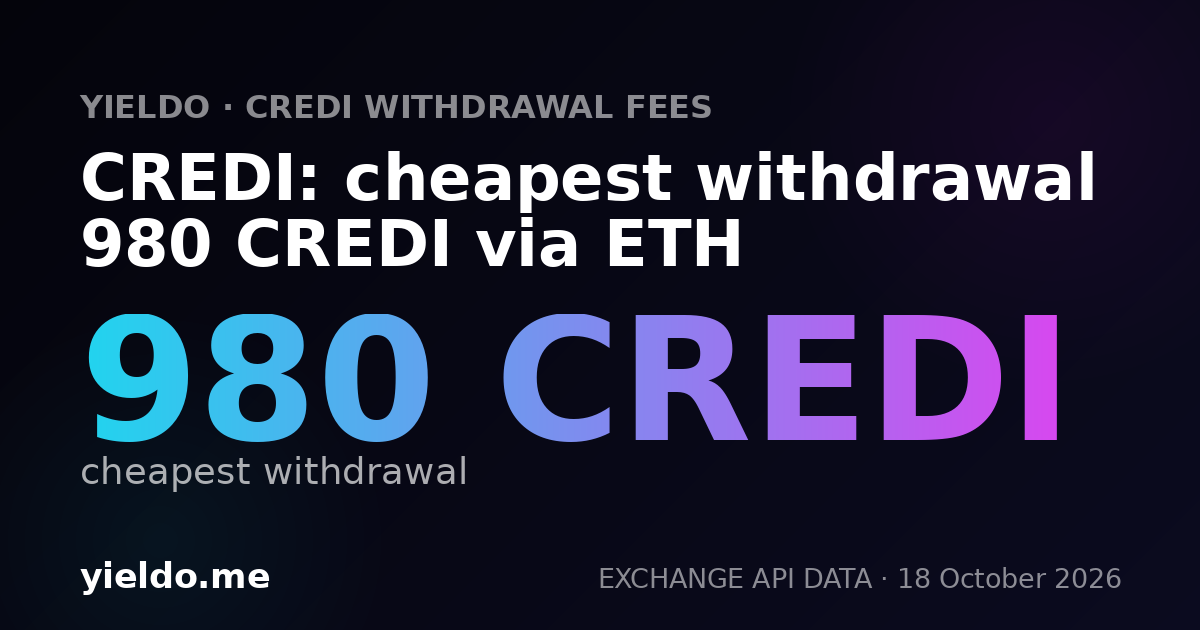 CREDI: cheapest withdrawal 980 CREDI via ETH