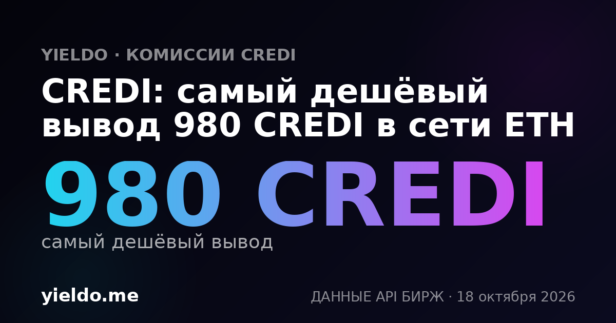 CREDI: самый дешёвый вывод 980 CREDI в сети ETH