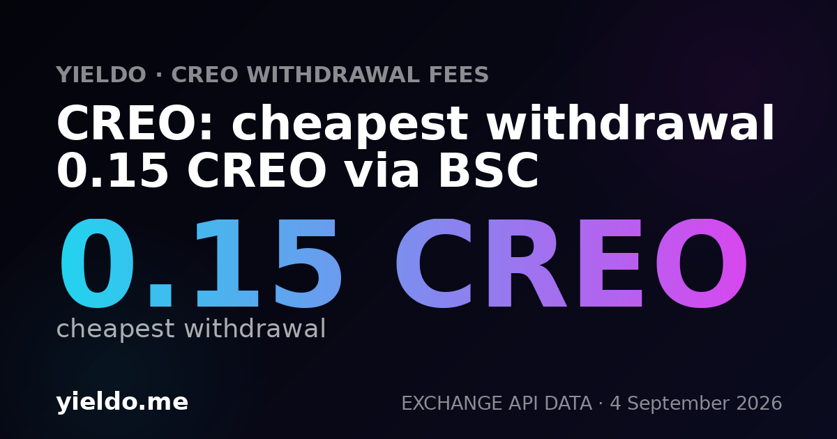 CREO: cheapest withdrawal 0.15 CREO via BSC