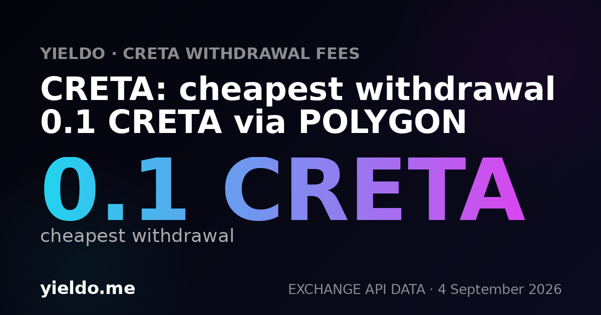 CRETA: cheapest withdrawal 0.1 CRETA via POLYGON