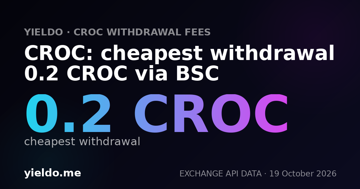 CROC: cheapest withdrawal 0.2 CROC via BSC