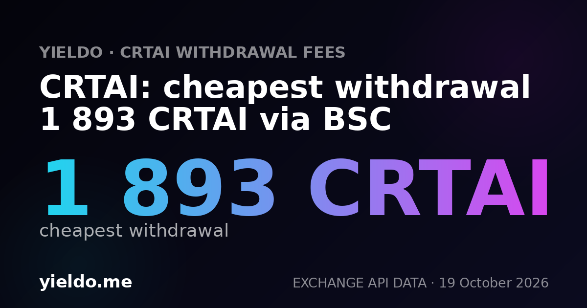 CRTAI: cheapest withdrawal 1 893 CRTAI via BSC