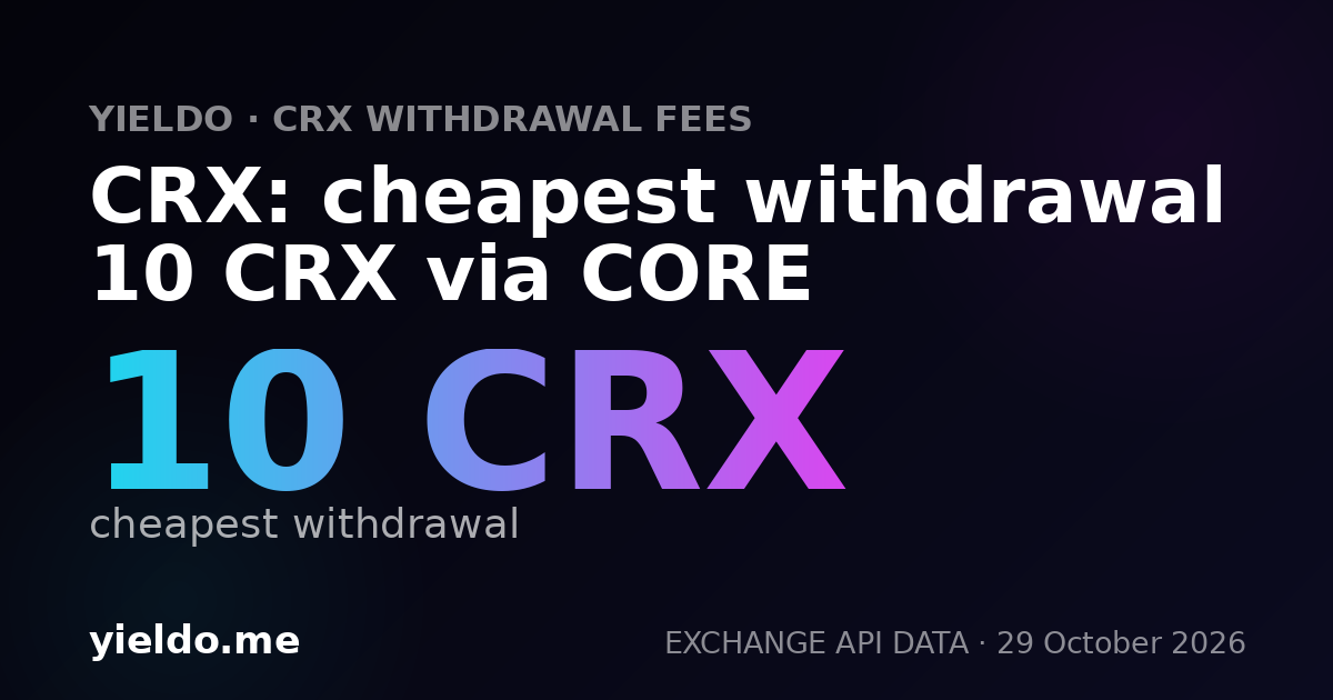 CRX: cheapest withdrawal 10 CRX via CORE