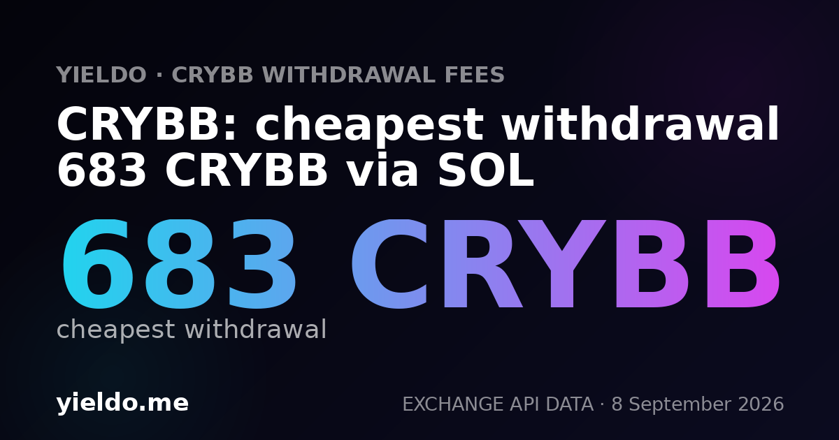 CRYBB: cheapest withdrawal 683 CRYBB via SOL