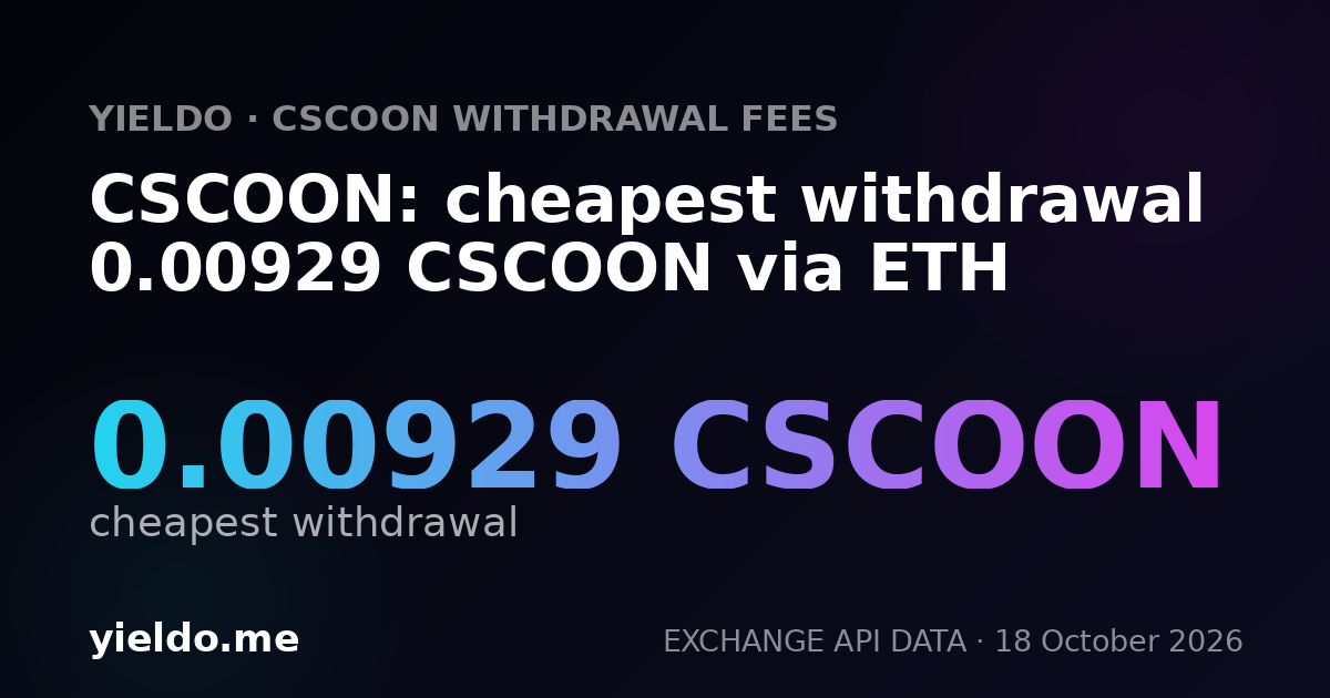 CSCOON: cheapest withdrawal 0.00929 CSCOON via ETH