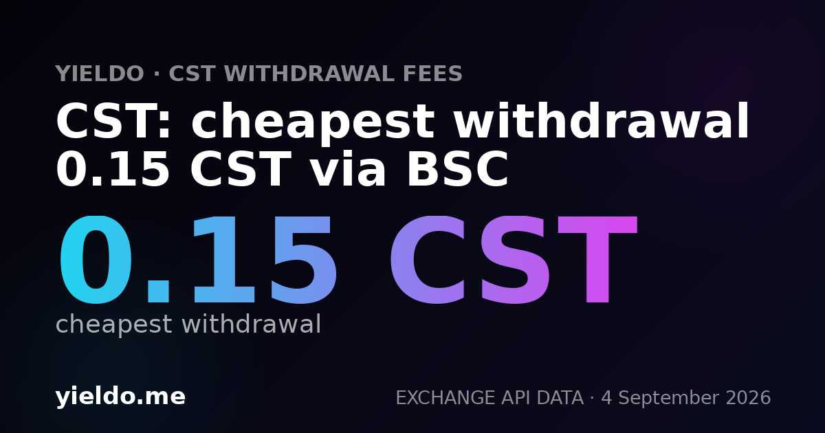CST: cheapest withdrawal 0.15 CST via BSC