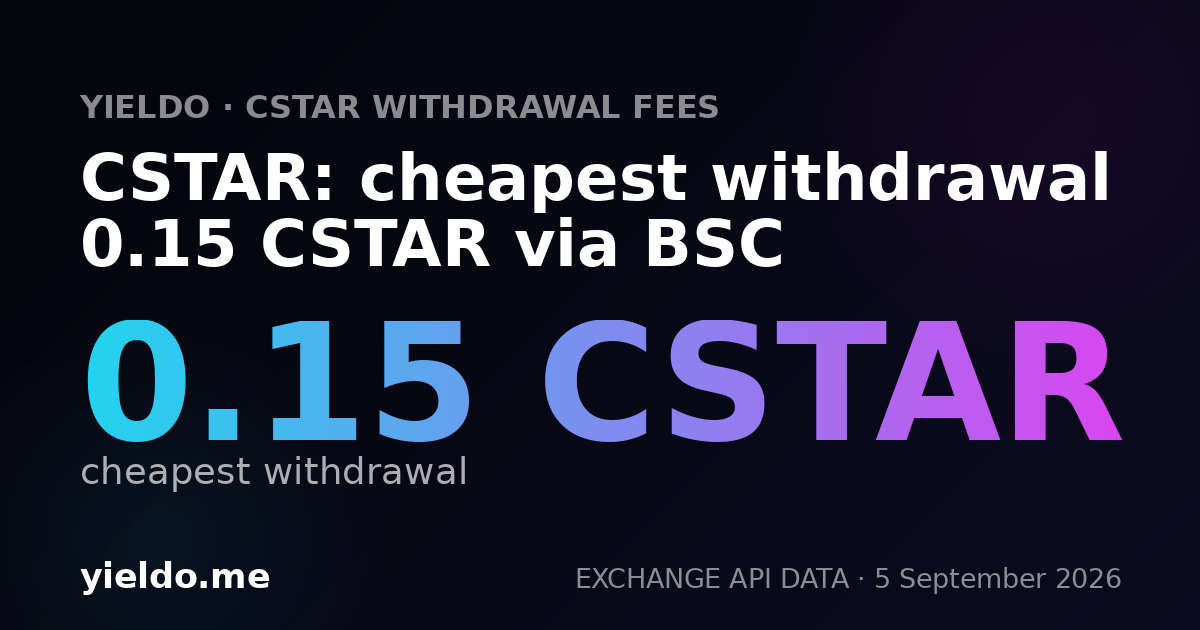CSTAR: cheapest withdrawal 0.15 CSTAR via BSC