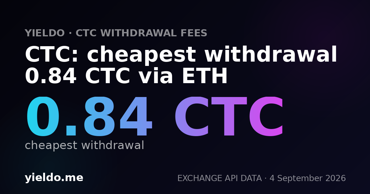 CTC: cheapest withdrawal 0.85 CTC via ETH