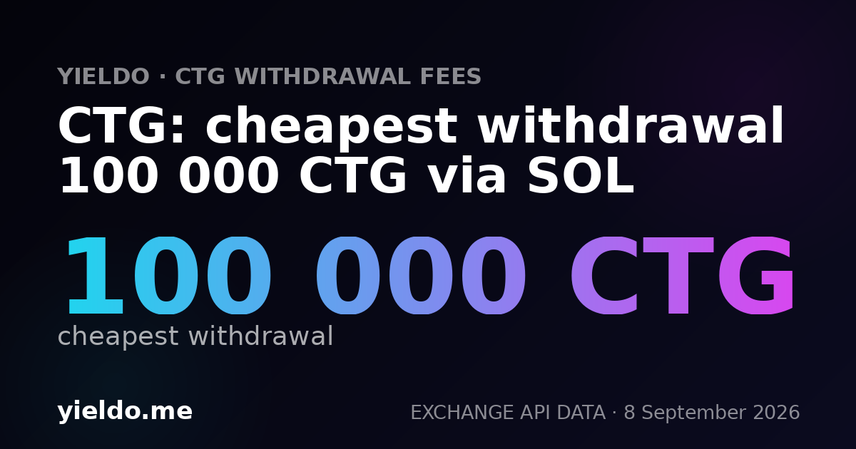CTG: cheapest withdrawal 100 000 CTG via SOL