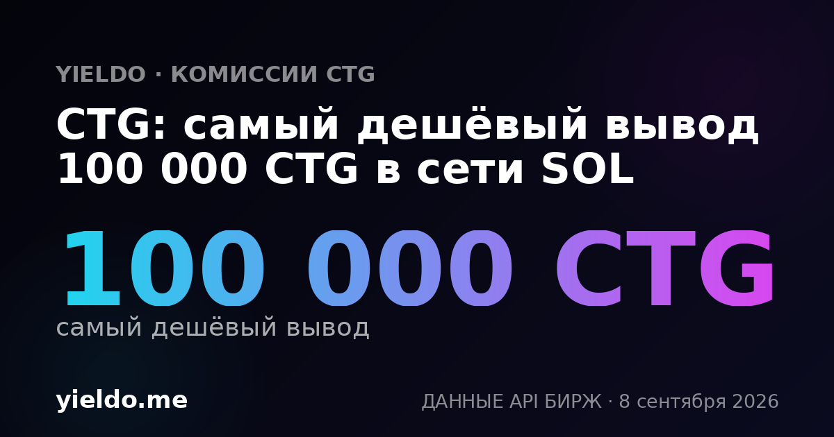 CTG: самый дешёвый вывод 100 000 CTG в сети SOL