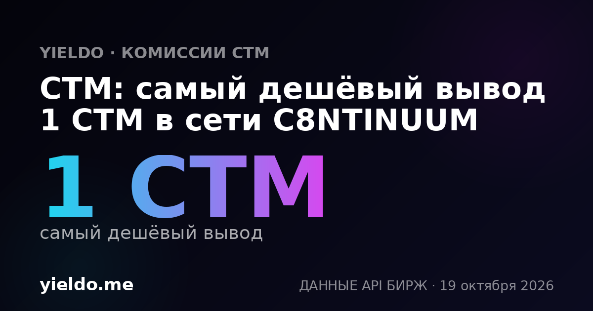 CTM: самый дешёвый вывод 1 CTM в сети C8NTINUUM