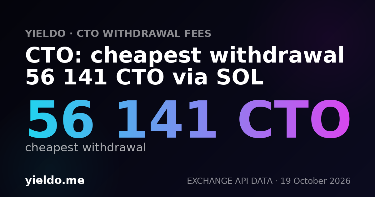 CTO: cheapest withdrawal 56 141 CTO via SOL